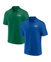 Fanatics Men's Branded Royal, Green Seattle Seahawks Home & Away Throwback  2-Pack Polo Shirt Set