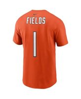 Nike Men's Justin Fields White Chicago Bears Player Name and Number T-shirt