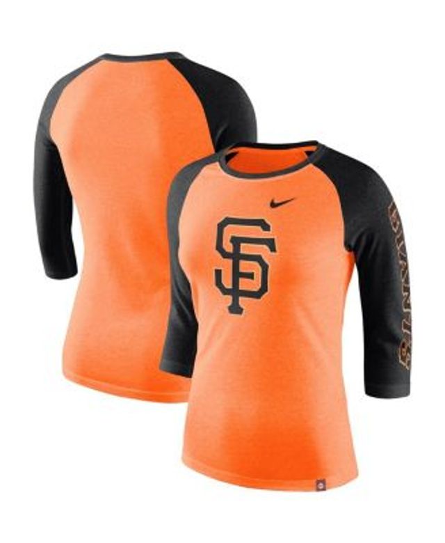 Nike Houston Astros Women's Heathered Orange Tri-Blend 3/4-Sleeve Raglan T- Shirt