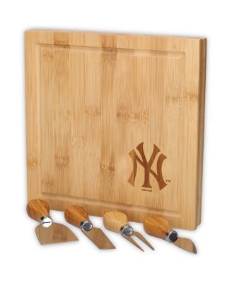 New York Yankees Bamboo Cutting and Serving Board with Utensils Set