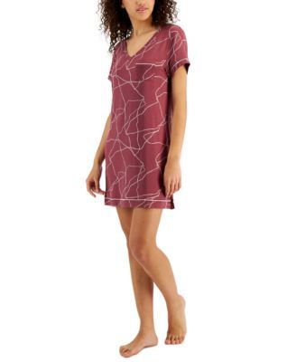 Women's Printed Short-Sleeve Chemise Nightgown, Created for Macy's