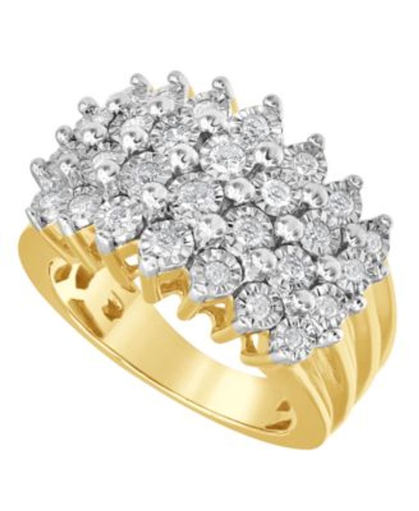 Diamond Double Row Ring 1-1/2 ct tw Round 14K Yellow Gold