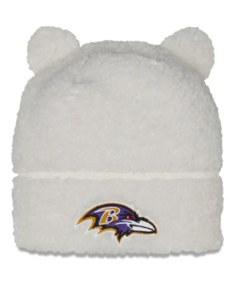 Toddler New Era White Baltimore Ravens Furry Knit Beanie