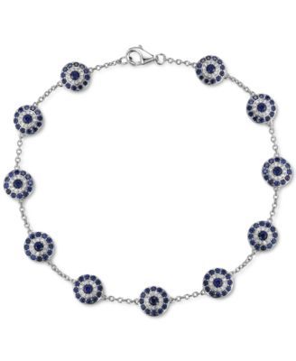 Lab-Created Sapphire (2-3/8 ct. t.w.) & Lab-Created White Sapphire (1/3 ct. t.w.) Cluster Bracelet in Sterling Silver