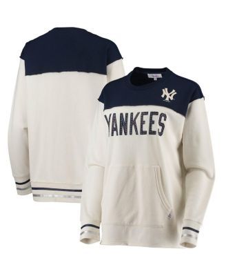 Women's Cream, Navy New York Yankees Touch Free Agency Pullover Sweatshirt