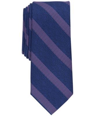 Men's Mellini Skinny Textured Stripe Tie, Created for Macy's