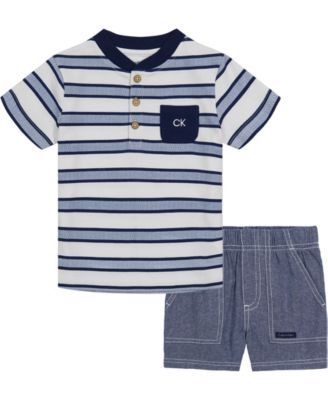 Baby Boys Pique Polo Shirt and Striped Shorts Set, Pack of 2