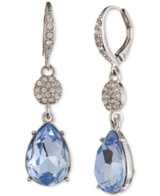Silver-Tone Crystal & Pavé Double Drop Earrings