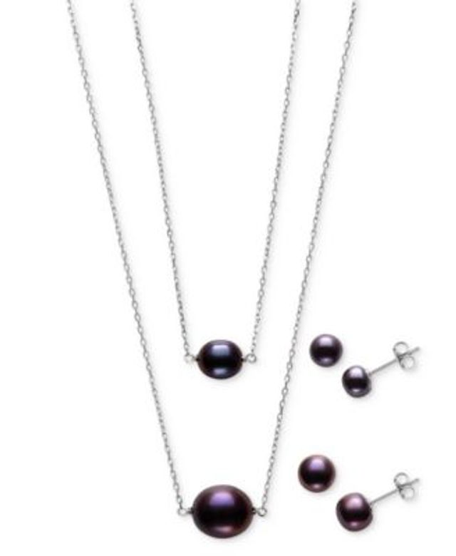 Giani Bernini 2-pc. Set Cubic Zirconia Cross Pendant Necklace & Matching Stud Earrings in Sterling Silver, Created for Macy's - Sterling Silver