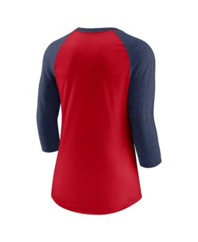 Women's Majestic Threads Red Washington Nationals Team Baseball  Three-Quarter Raglan Sleeve Tri-Blend T-Shirt