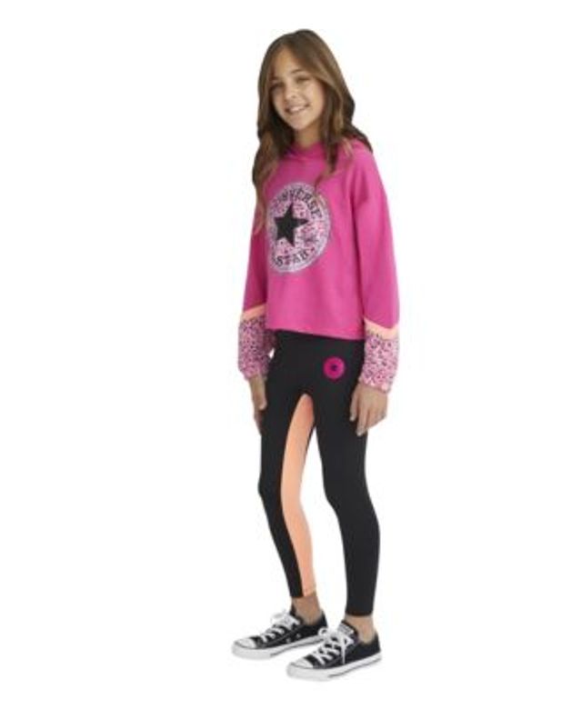 Converse Big Girls Comfy Color Blocked High Rise Logo Leggings