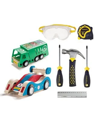 Stanley Jr Tool Set with Recycling Truck and Pull Back Sports Car Kit, 6 Pieces