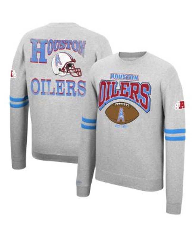 Mitchell & Ness Men's Heathered Gray Houston Oilers Allover Print Fleece  Pullover Sweatshirt