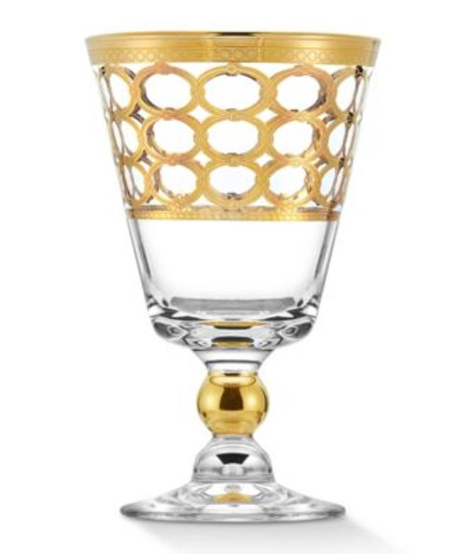 Lorren Home Trends Gold Embellished Champagne Flutes with Gold Rings, Set of 4