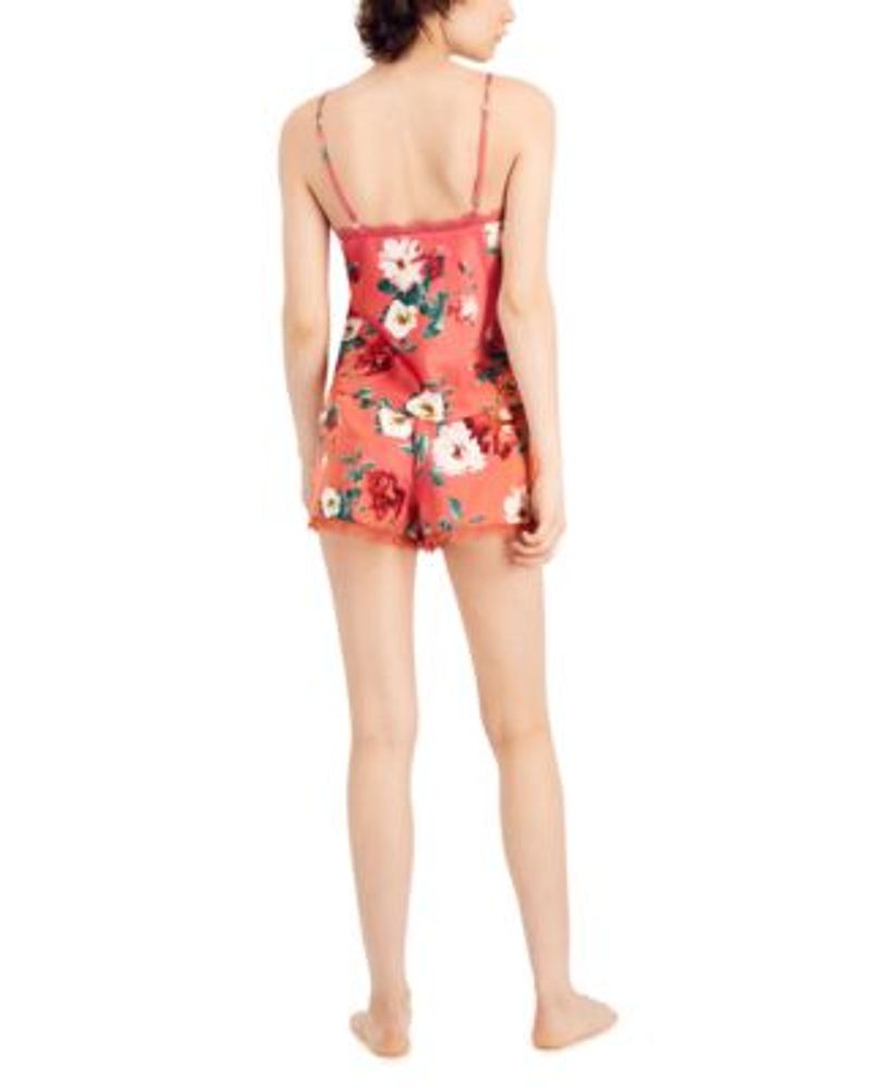 Women's Lace-Trim Floral Satin Cami & Tap Shorts Set, Created for Macy's