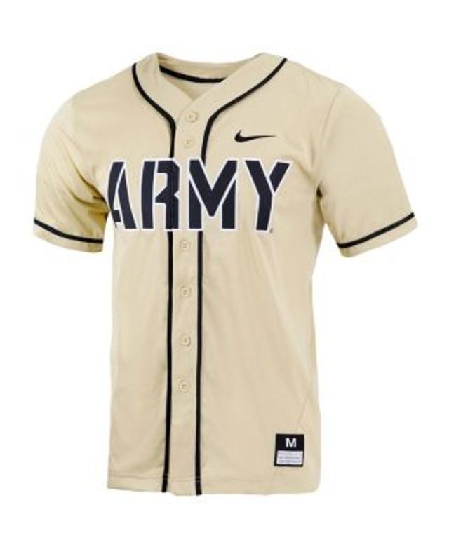 Nike Men's Army West Point Black Knights White Pinstripe Full Button Replica Baseball Jersey, Large