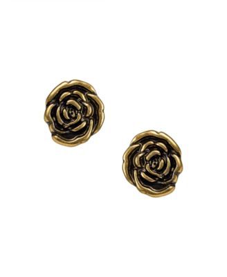 Gold-Tone Rose Stud Earrings
