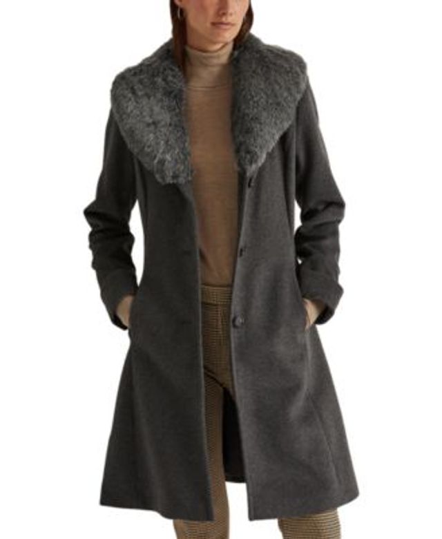 Lauren Ralph Lauren Petite Faux-Fur-Trim Walker Coat, Created for Macy's |  Connecticut Post Mall