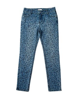 Girls Leopard Print Denim Skinny Jeans