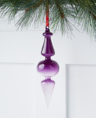 Holiday Lane Royal Holiday Glass Purple & Clear Finial Hanging Christmas Tree Ornament, Created for Macy's