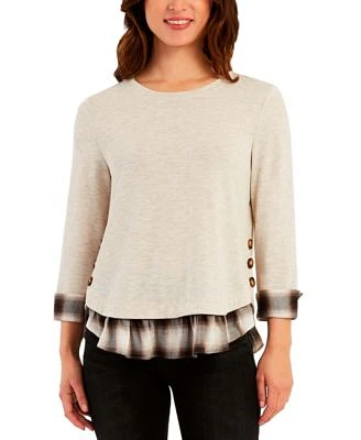 Juniors' 2-Fer Side-Button Sweater