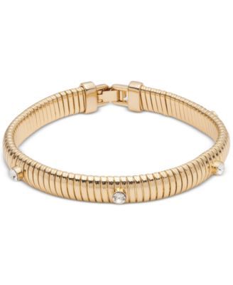 Gold-Tone Crystal Omega-Style Flex Bracelet