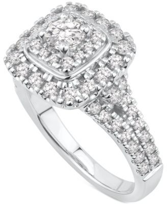 Diamond Halo Cluster Engagement Ring (1-3/8 ct. t.w.) in 14k White Gold