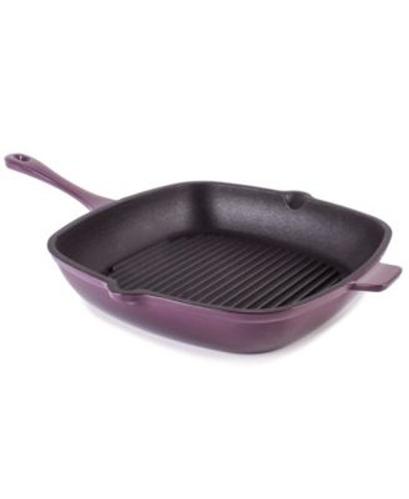 Neo Cast Iron 11" Grill Pan with Slotted Steak Press, Set of 2 