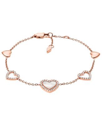 Val Hearts to You Mother of Pearl Stainless Steel Chain Bracelet