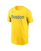 Men's Nike Enrique Hernandez Gold/Light Blue Boston Red Sox City Connect  Name & Number T-Shirt 