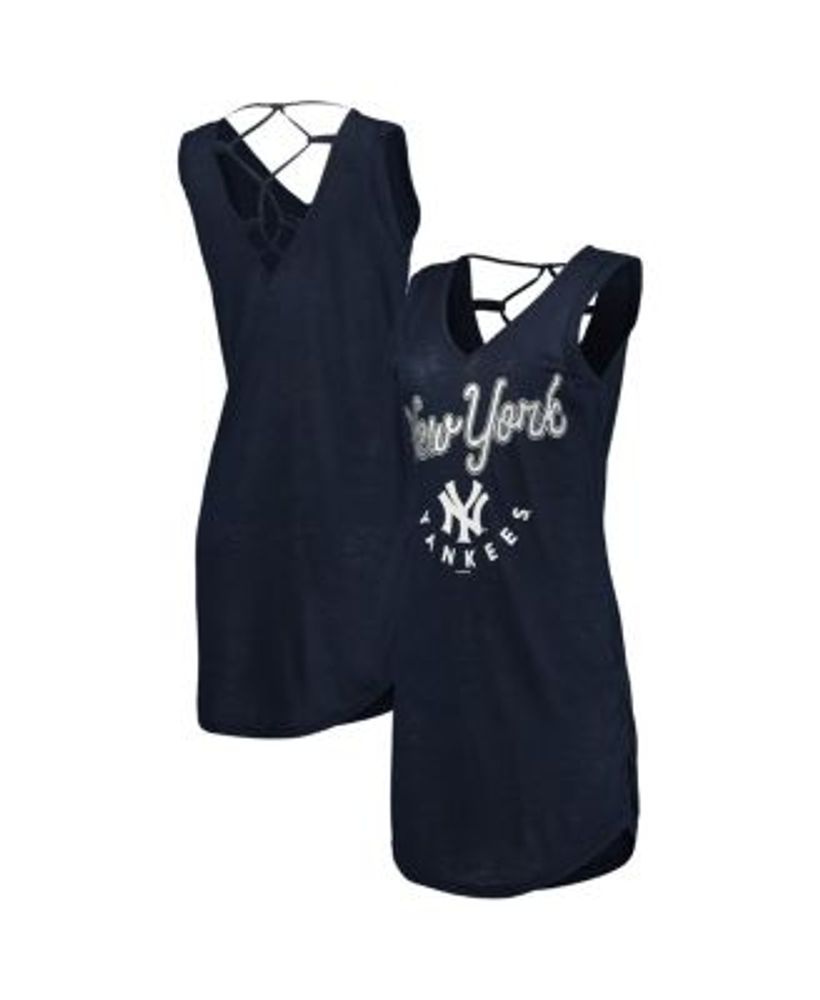 G-III 4Her by Carl Banks Women's Navy New York Yankees Game Time Slub Beach  V-Neck Cover-Up Dress