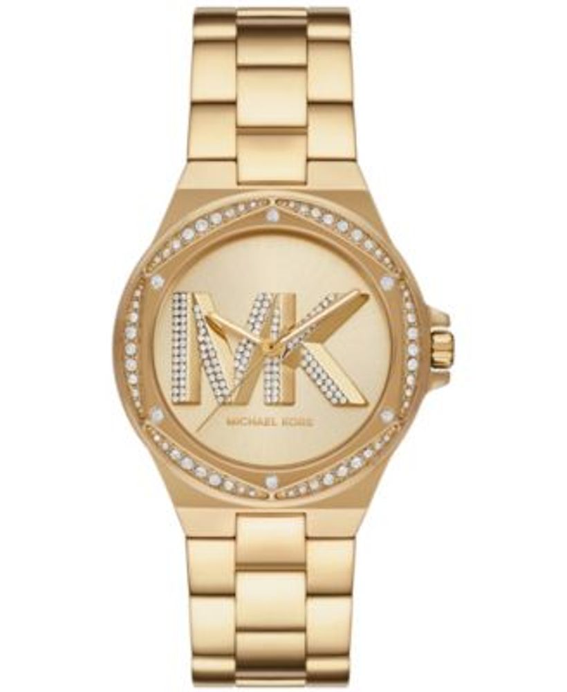 Women's Lennox Three-Hand Gold-Tone Stainless Steel Watch 37mm and 14 Karat Gold Plated Sterling Silver Bracelet Set