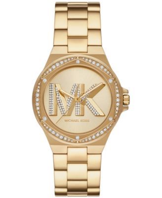 Women's Lennox Three-Hand Gold-Tone Stainless Steel Watch 37mm and 14 Karat Gold Plated Sterling Silver Bracelet Set