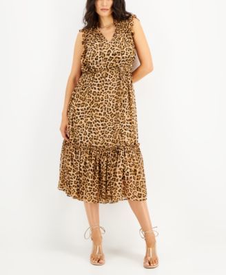 Women's Cheetah-Print Flutter-Sleeve Dress, Created for Macy's