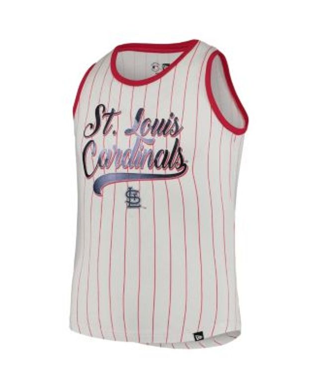 Women's New Era White/Navy St. Louis Cardinals Pinstripe Jersey Tank Top