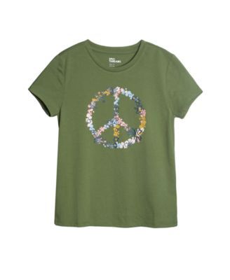 Girls Floral Peace Sign Graphic T-shirt