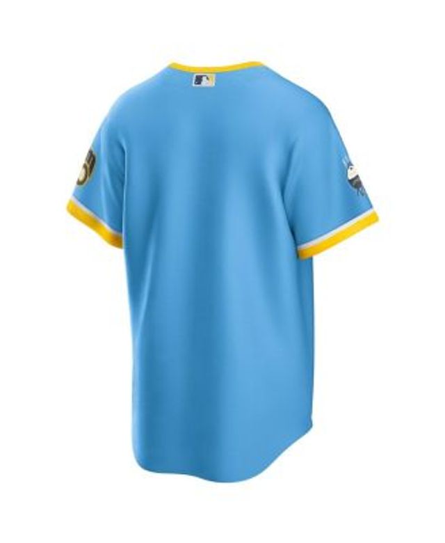 Men's Nike Powder Blue Milwaukee Brewers Road Cooperstown Collection Team Jersey