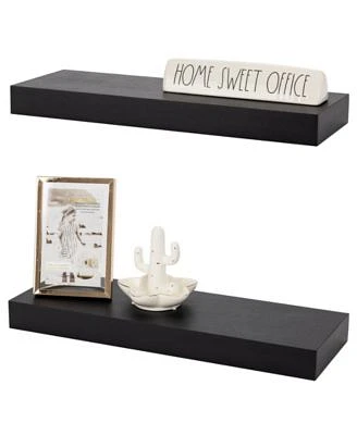 Wall Decor Wooden Floating, Ledge and Mounted Shelf Set, Pack of 2