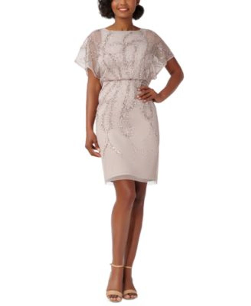 adrianna papell damask sequin mesh dress