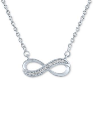 Diamond Accent Infinity Pendant Necklace in Sterling Silver, 16" + 2" extender