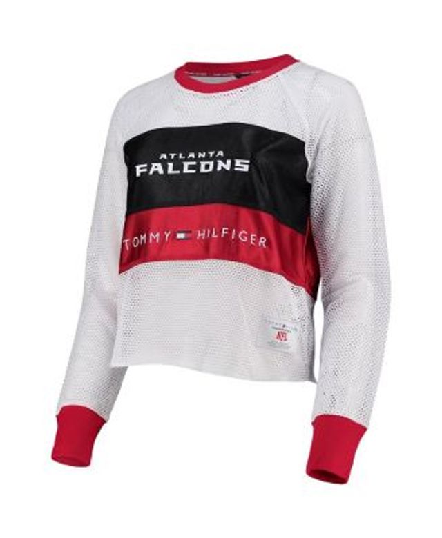 Women's WEAR by Erin Andrews White/Black Atlanta Falcons Plus Size Snap Cuff  Tri-Blend Long Sleeve T-Shirt