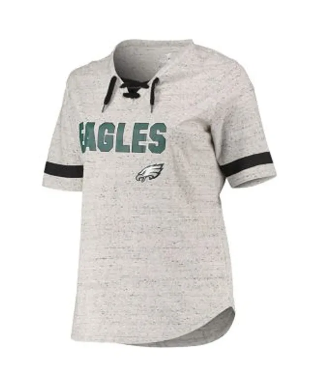 Women's Heather Gray Miami Dolphins Plus Size Lace-Up V-Neck T-Shirt