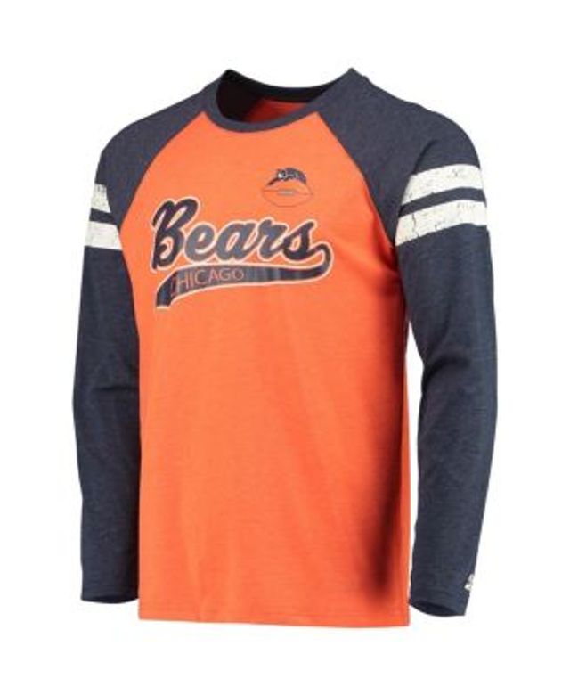 Men's New Era Orange Chicago Bears Throwback Raglan Long Sleeve T-Shirt