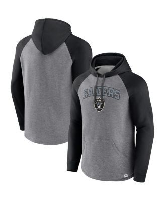 Men's New Era Gray/Black Las Vegas Raiders Big & Tall League Raglan  Quarter-Zip Hoodie