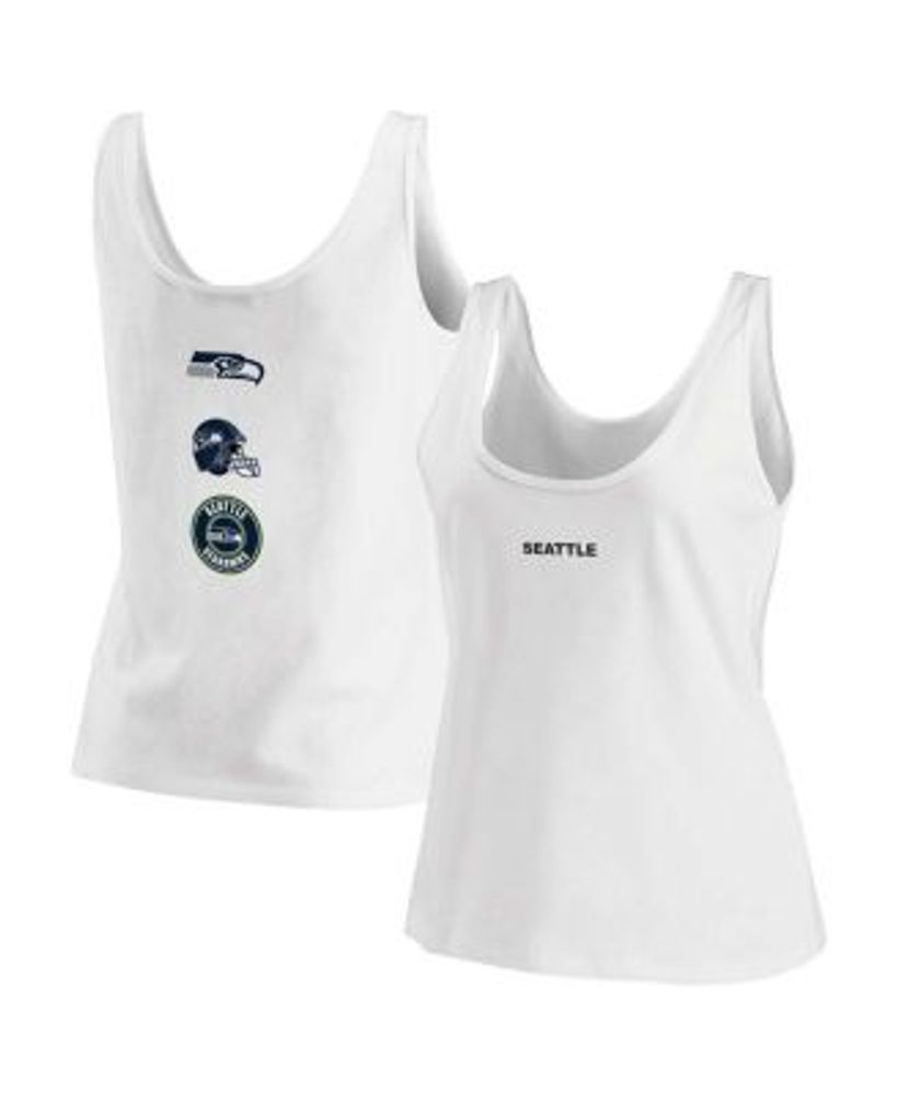 Cuce White Seattle Seahawks Sequin Cropped Tank Top