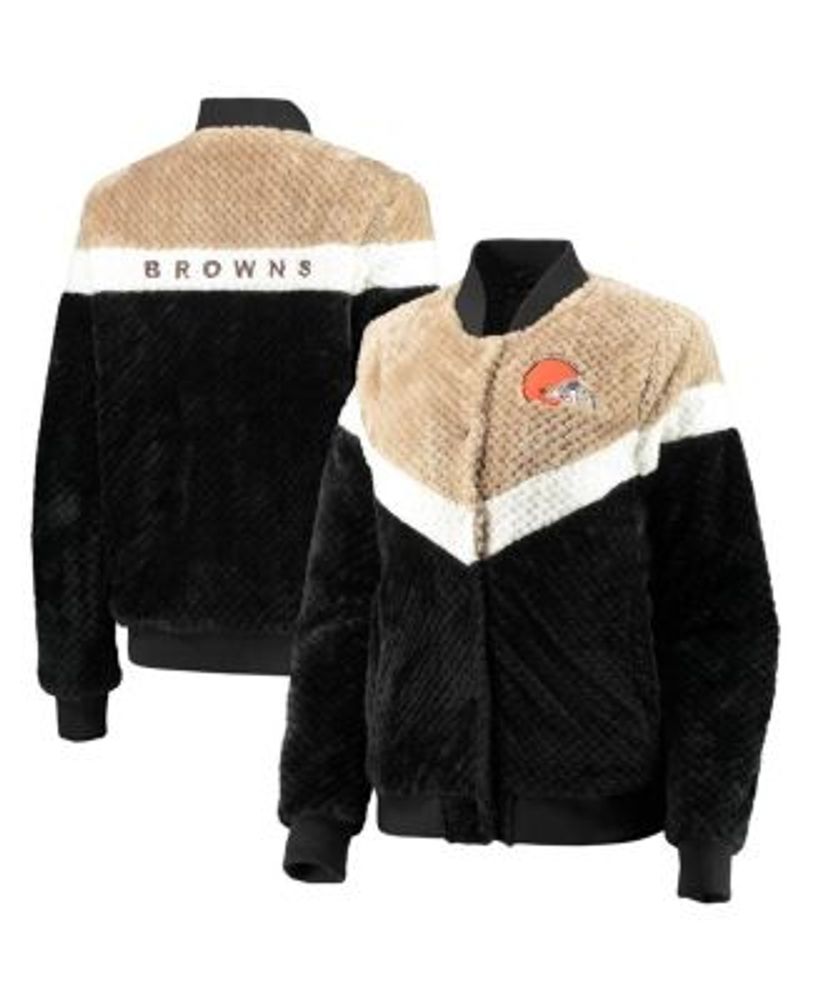 G-III 4Her by Carl Banks Women's Black, Cream Cleveland Browns Riot Squad  Sherpa Full-Snap Jacket