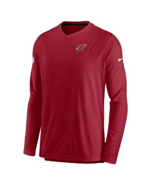 Men's Nike Cardinal Arizona Cardinals Sideline Coach Chevron Lock Up Long Sleeve V-Neck Performance T-Shirt Size: Large