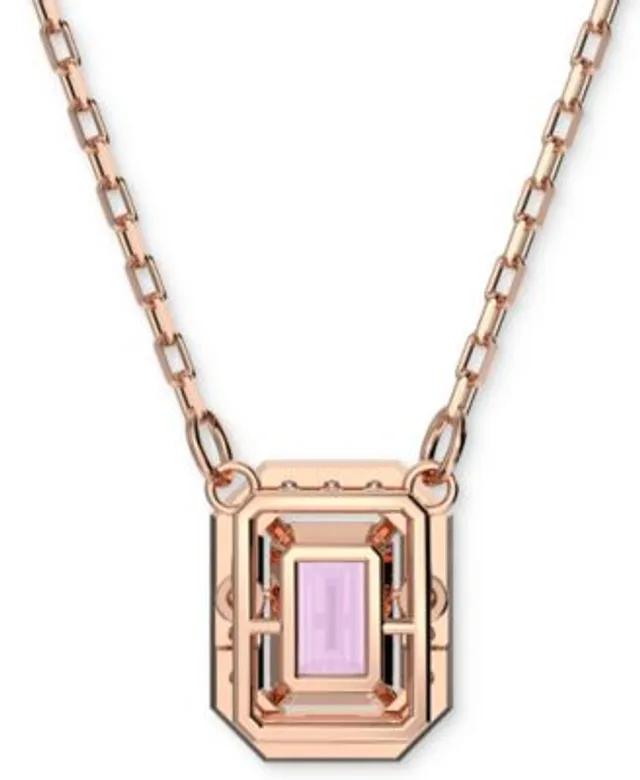 Swarovski Rose Gold-Tone Crystal Flower Pendant Necklace, 14-7/8