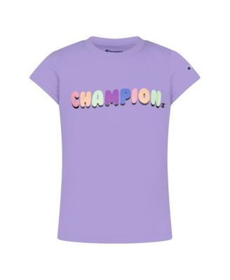 Girls Rainbow Bubble Letters Graphic T-shirt