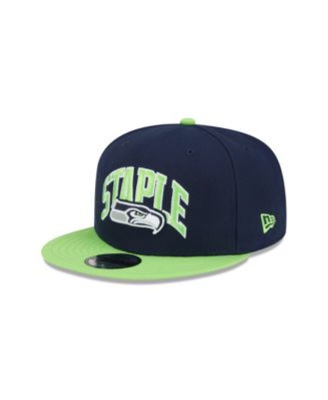 Men's New Era College Navy/Neon Green Seattle Seahawks 2-Tone Basic 9FIFTY Snapback  Hat